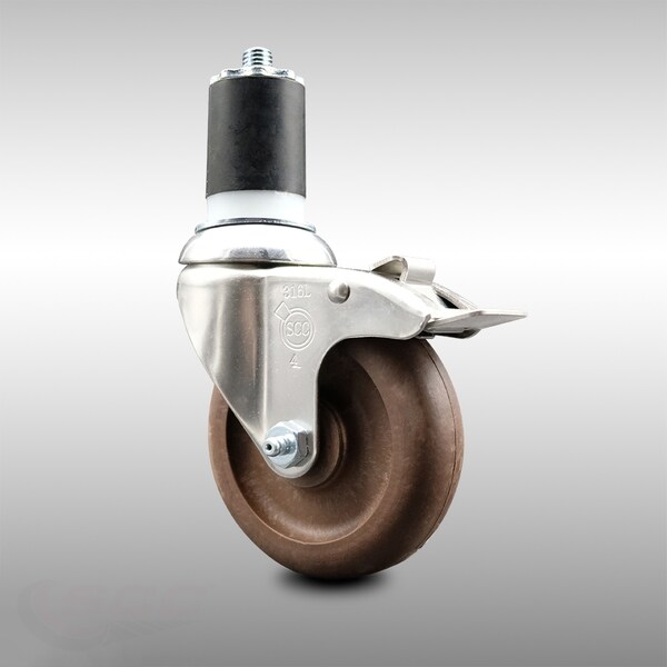Service Caster 4 Inch 316SS High Temp Glass Filled Nylon 1-3/4 Inch Stem Caster Lock Brake SCC SCC-SS316TTLEX20S414-GFNSHT-134 - main